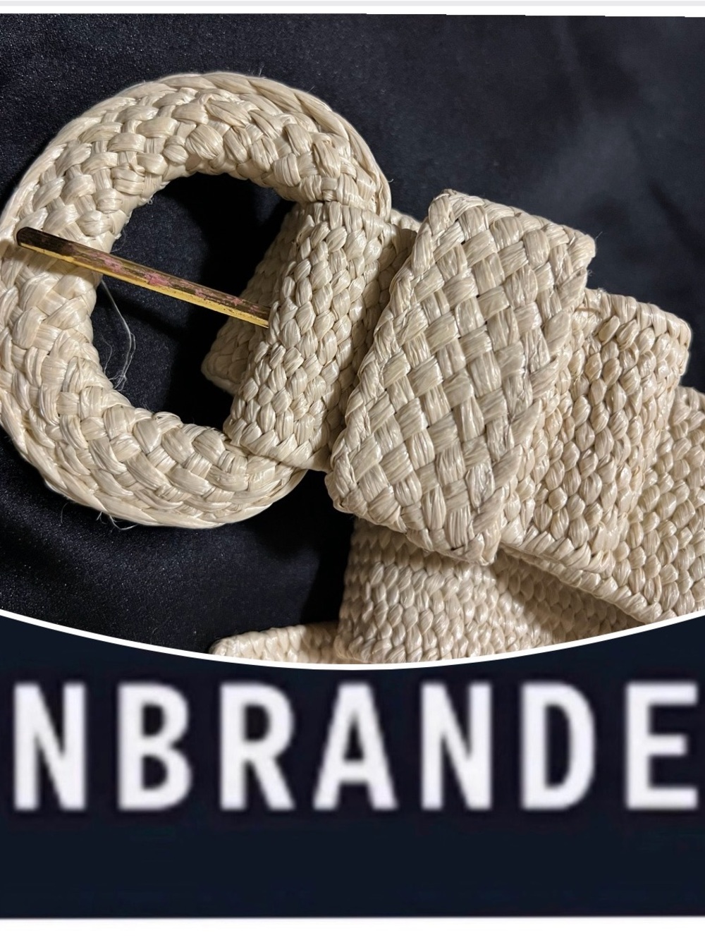 UNBRANDED Natural Straw Woven Elastic Stretch Belt